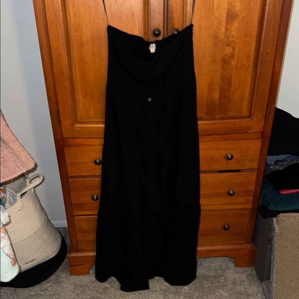 Strapless Tiered Black Dress | Loft